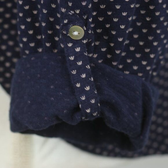 Lucky Brand Women's Small Blue Tan Patterned V-Neck Popover Knit Blouse - Picture 6 of 8